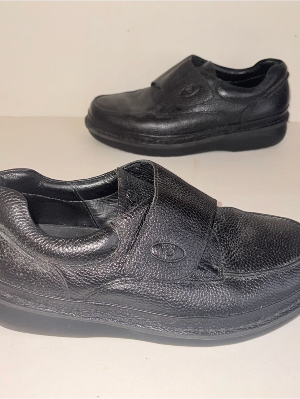 Propet Black Leather Scandia Strap Diabetic Orthotic Loafers Sz 10.5 XX 5E Wide